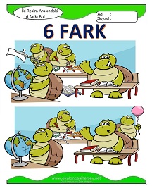 okul öncesi çocuklar için İki Resim Arasındaki Farkı Bul Etkinliği